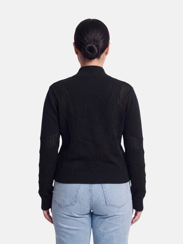Roberto Cavalli Black Mock Neck Knit Jumper