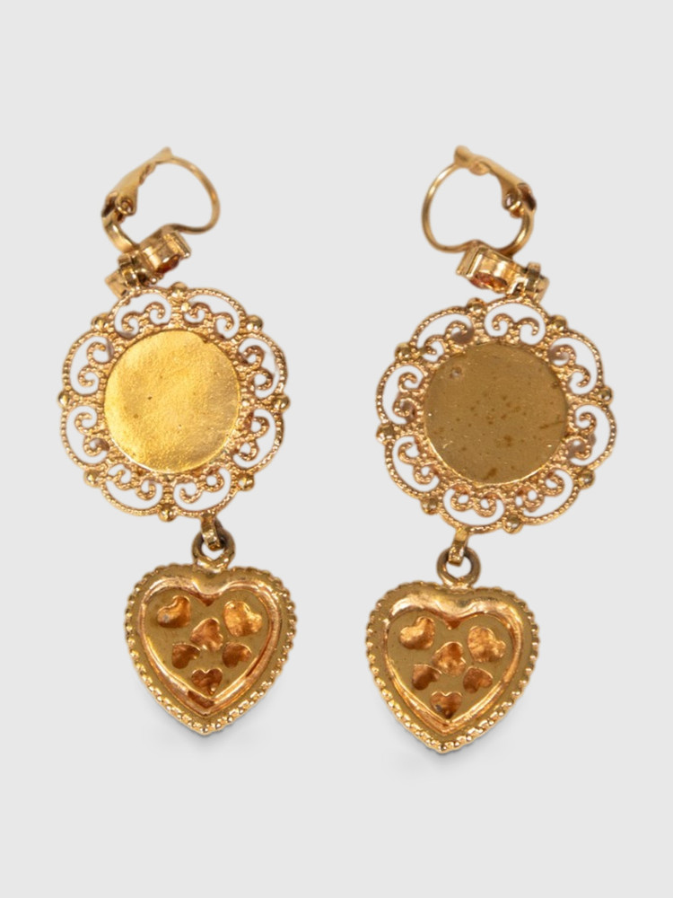 Dolce & Gabbana Floral Heart Drop Earrings