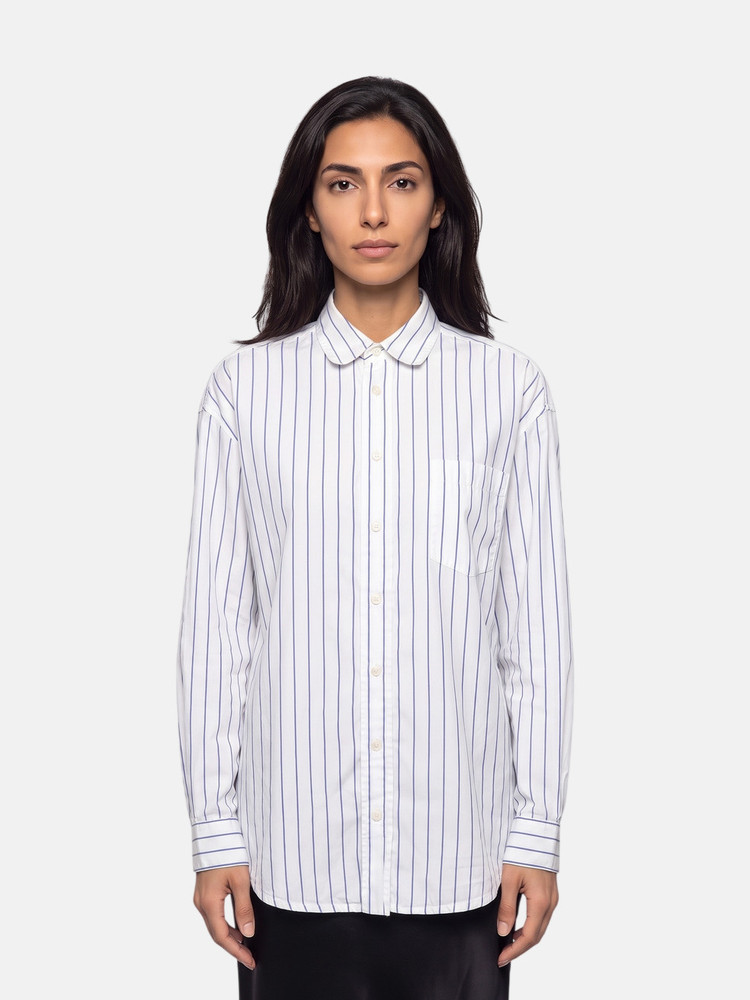 Balenciaga White & Blue Striped Shirt
