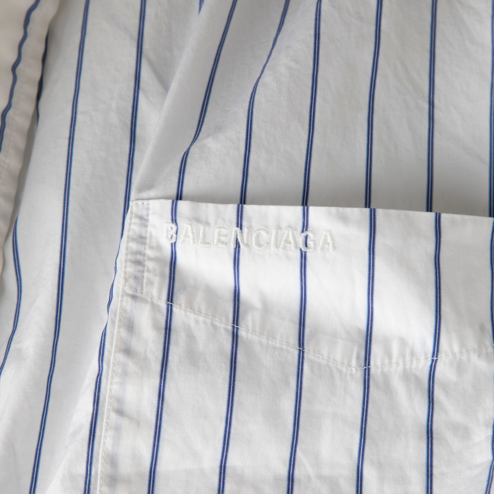 Balenciaga White & Blue Striped Shirt