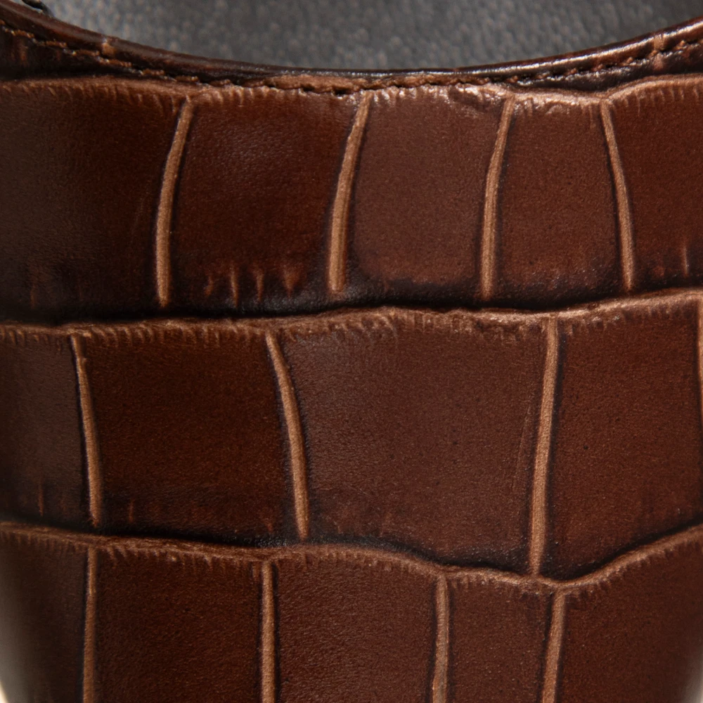 By Far Nutella Croco Embossed Diana Heels