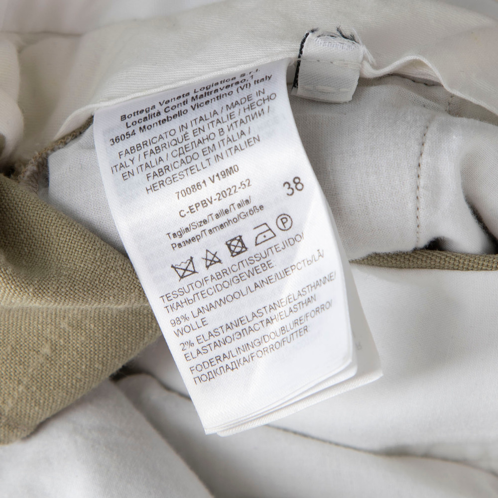 Bottega Veneta Khaki Wool Wide Leg Trousers