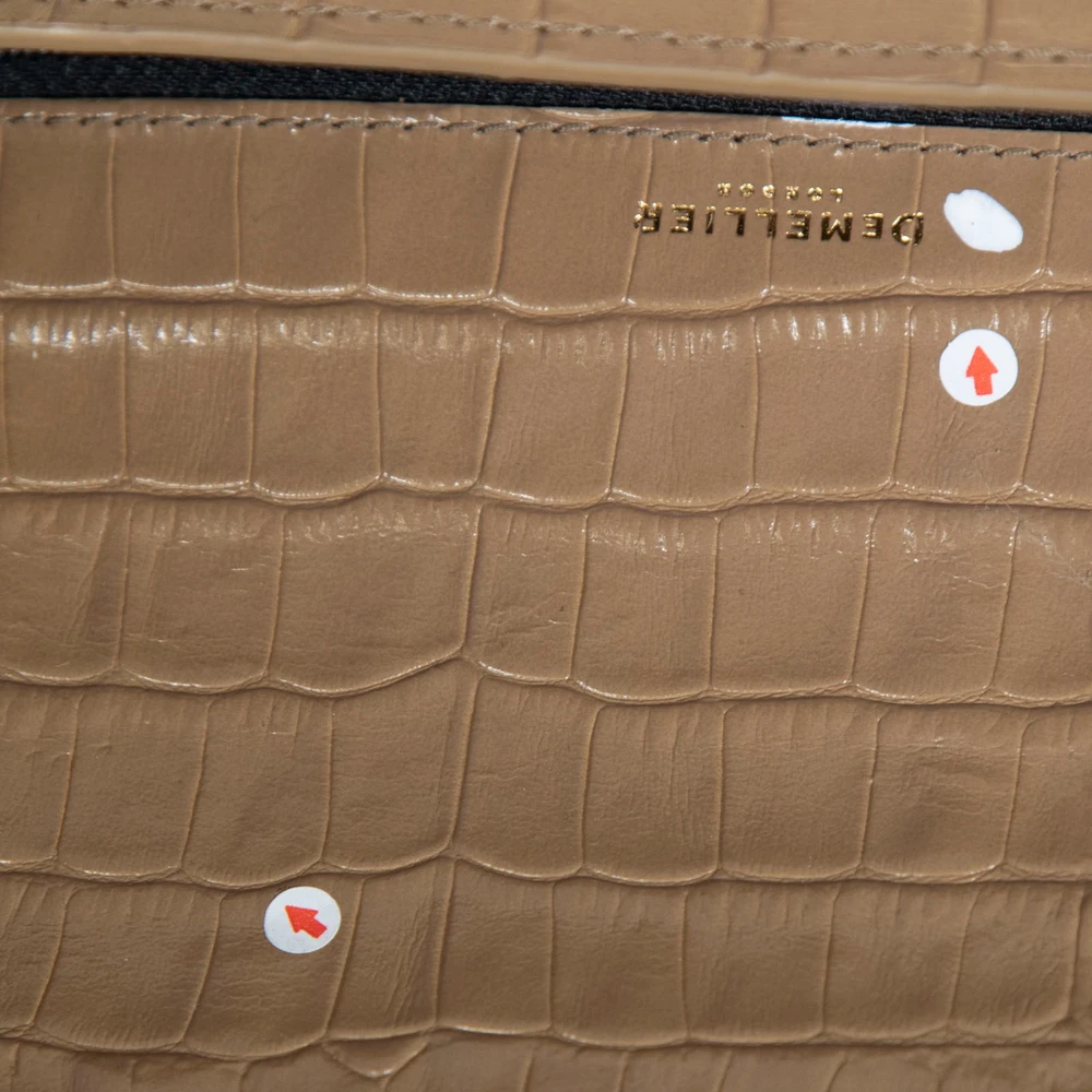 DeMellier Tan Croc Embossed Leather Crossbody Bag