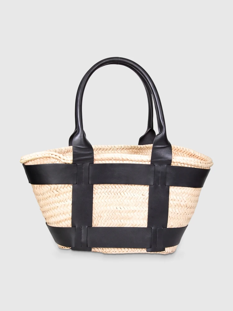 DeMellier Beige & Black The Santorini Basket Bag