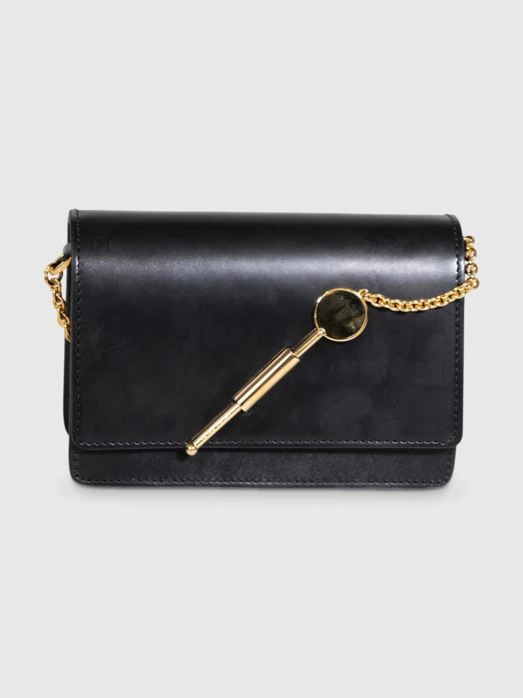 Sophie Hulme Black Leather Micro Cocktail Stirrer Bag