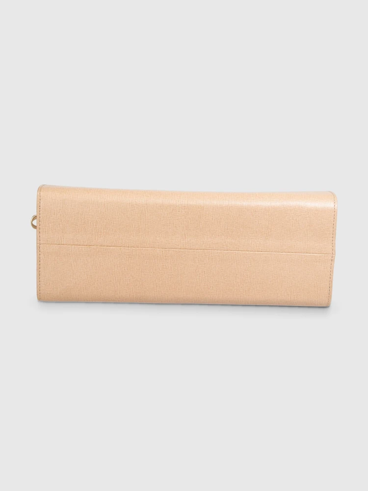 Aspinal of London Beige Saffiano Leather Clutch Bag