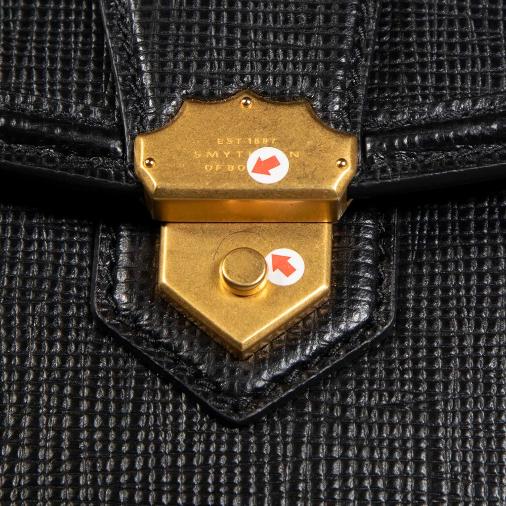 Smythson Black Panama Coronet Top Handle Bag