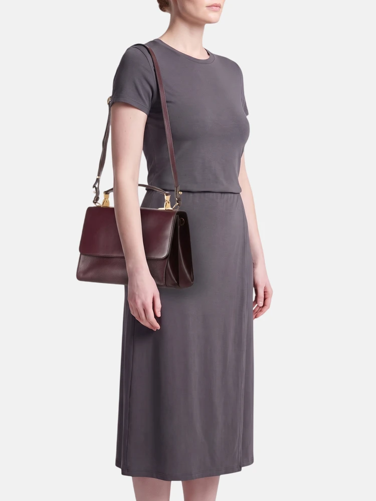 Sophie Hulme Aubergine Purple Leather Top Handle Bag