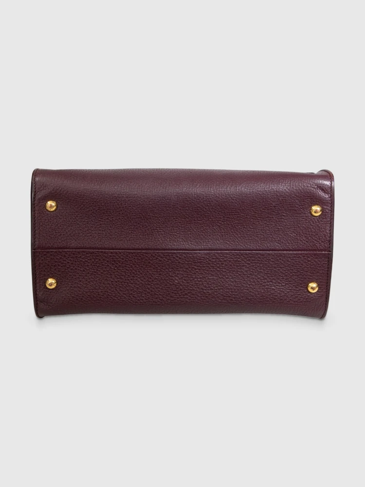 Sophie Hulme Aubergine Purple Leather Top Handle Bag
