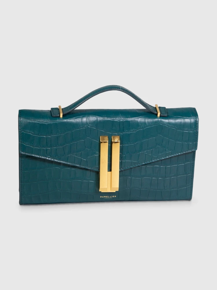 DeMellier Green Croc Embossed Vancouver Clutch Bag