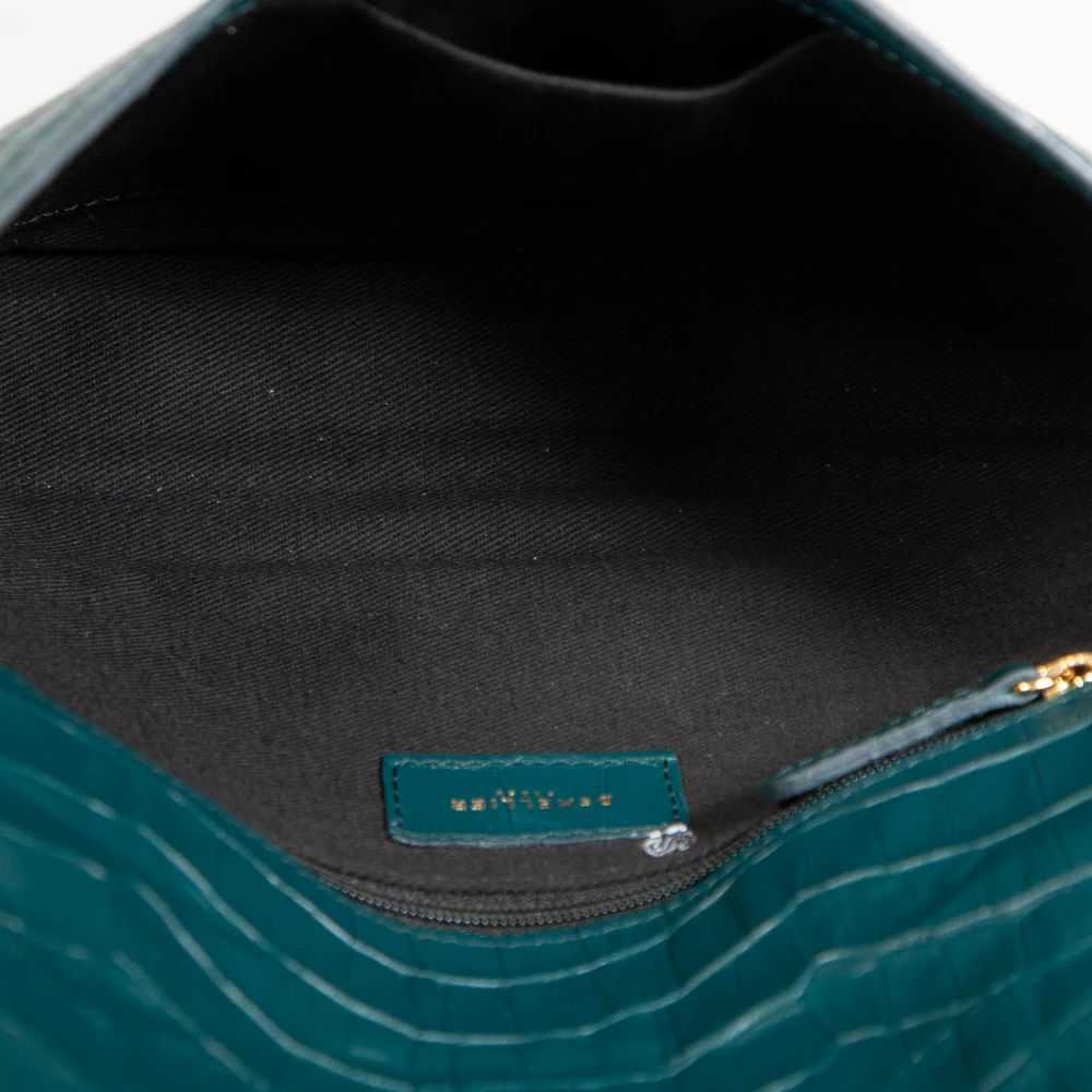 DeMellier Green Croc Embossed Vancouver Clutch Bag