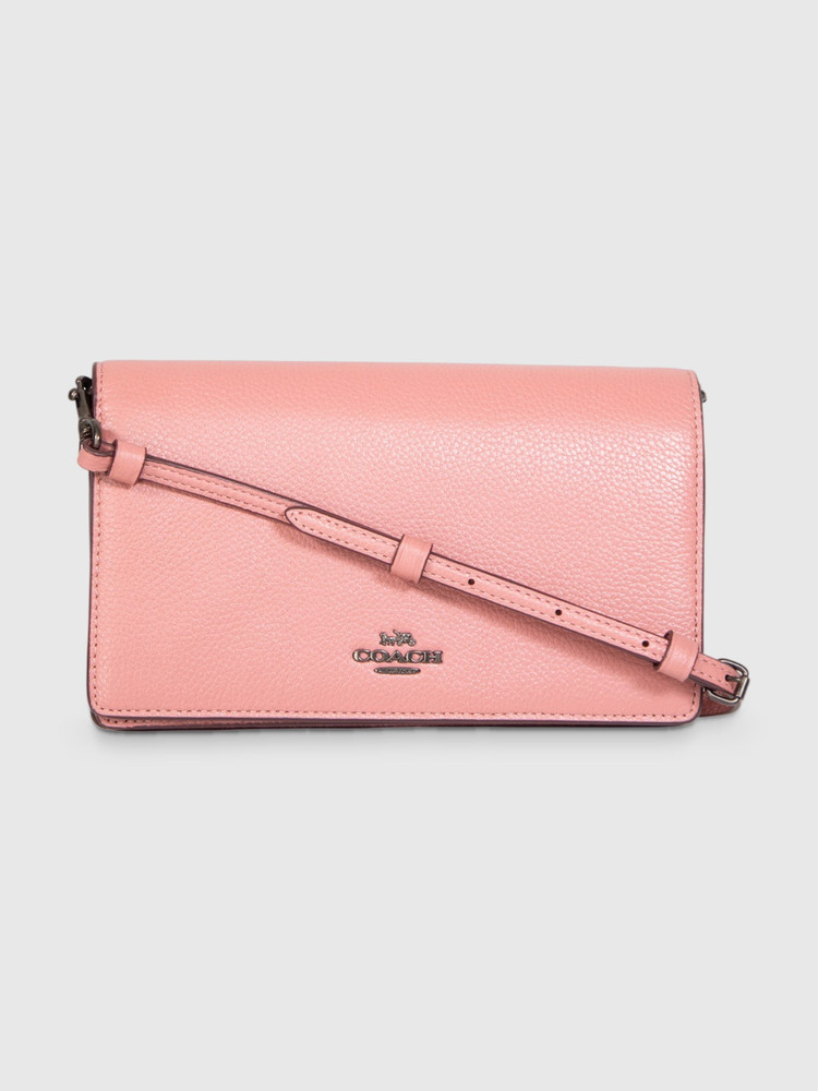 Coach Pink Leather Hayden Foldover Crossbody Clutch Bag