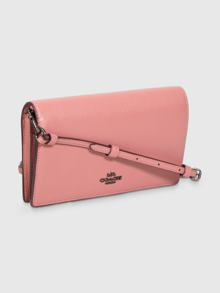 Coach Pink Leather Hayden Foldover Crossbody Clutch Bag