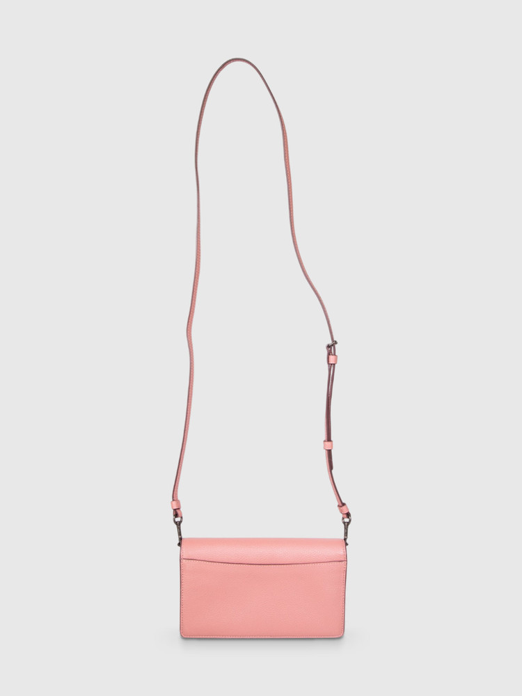 Coach Pink Leather Hayden Foldover Crossbody Clutch Bag