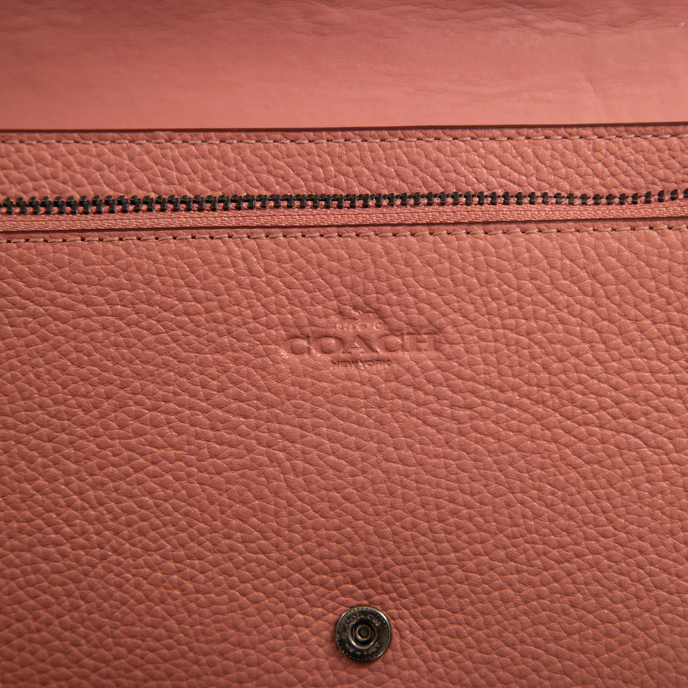 Coach Pink Leather Hayden Foldover Crossbody Clutch Bag