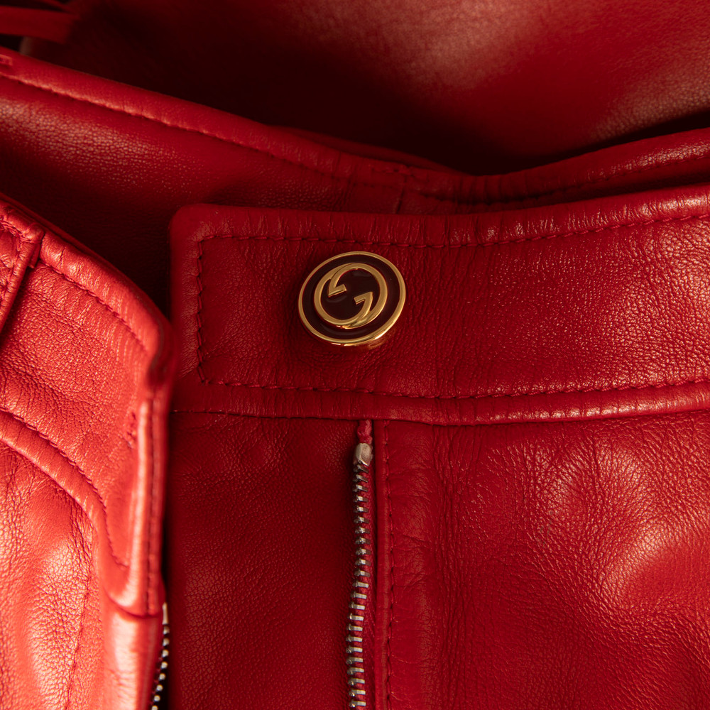 Gucci Fall 2020 Red Leather Wide Leg Trousers