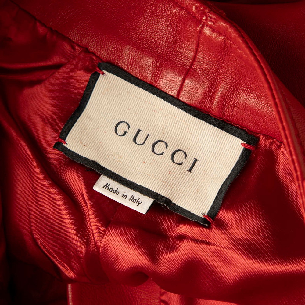 Gucci Fall 2020 Red Leather Wide Leg Trousers