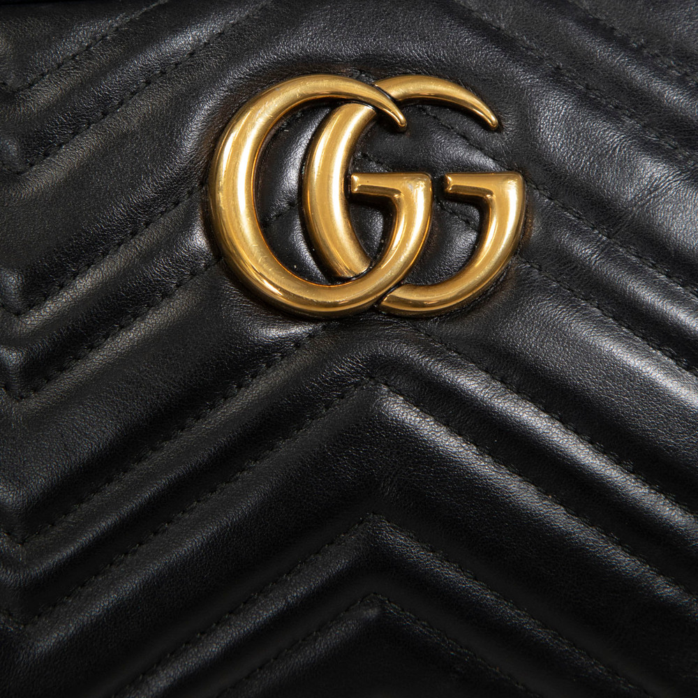 Gucci Black Leather GG Marmont Camera Bag