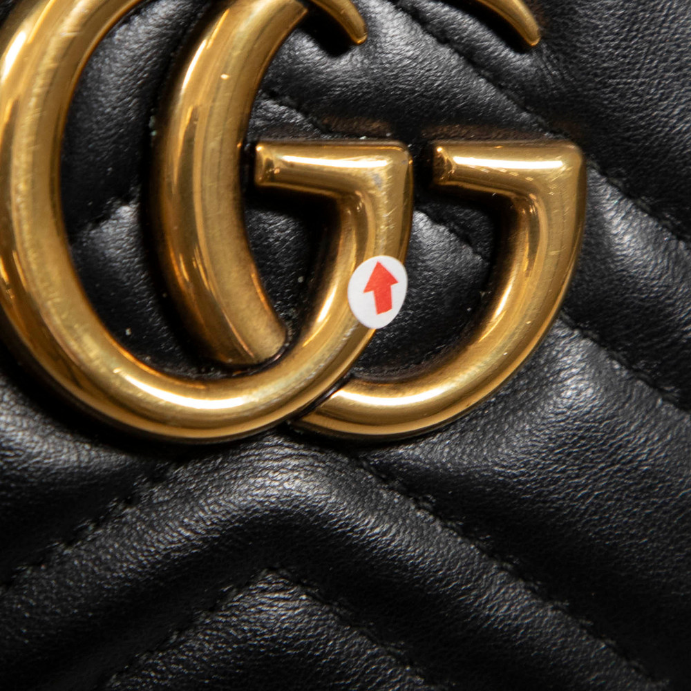Gucci Black Leather GG Marmont Camera Bag