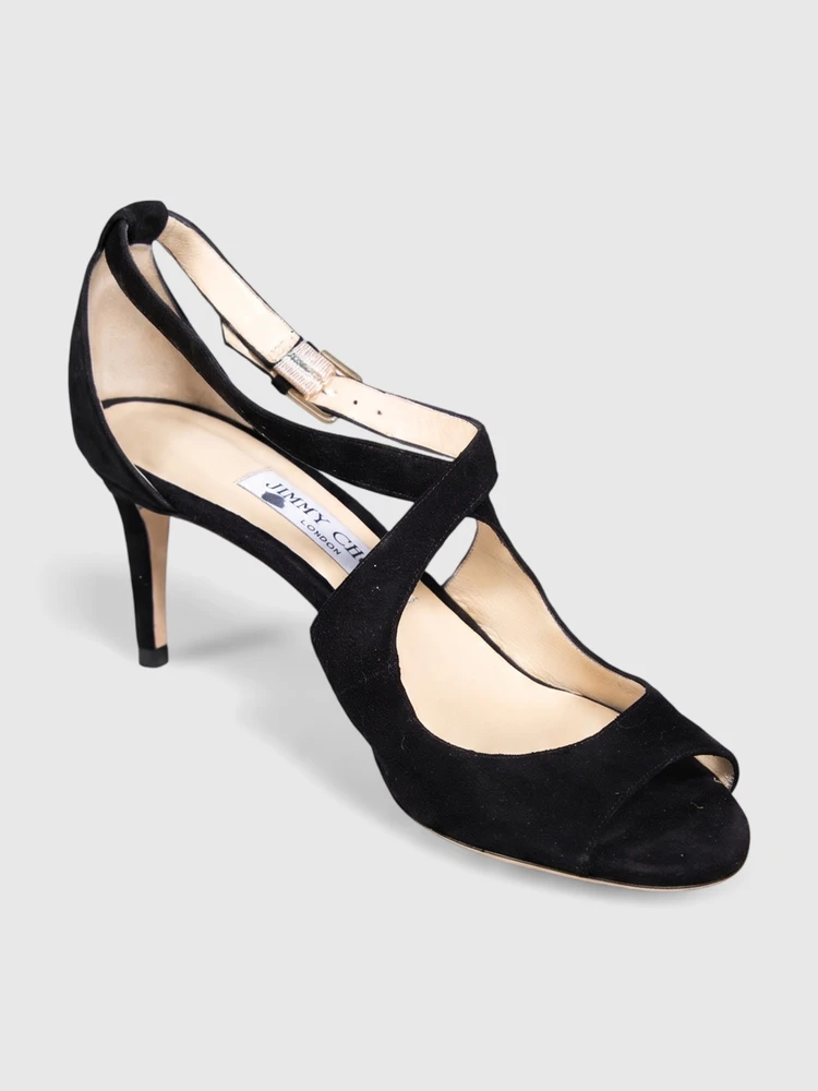 Jimmy Choo Black Suede Strappy Sandals
