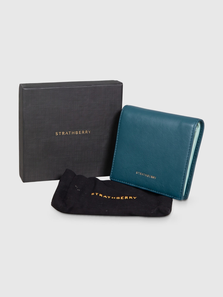 Strathberry Green Leather Walker Street Wallet