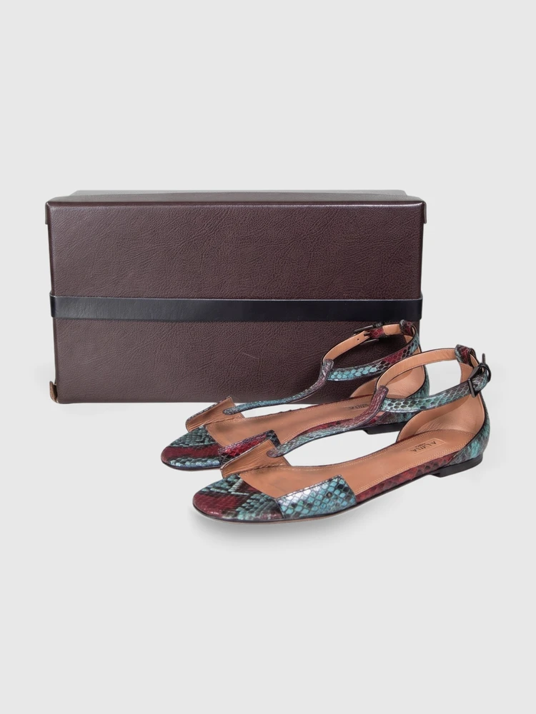 Alaïa Snake Embossed PVC Panel Sandals
