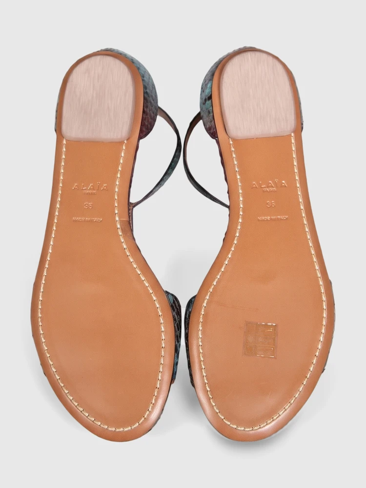 Alaïa Snake Embossed PVC Panel Sandals