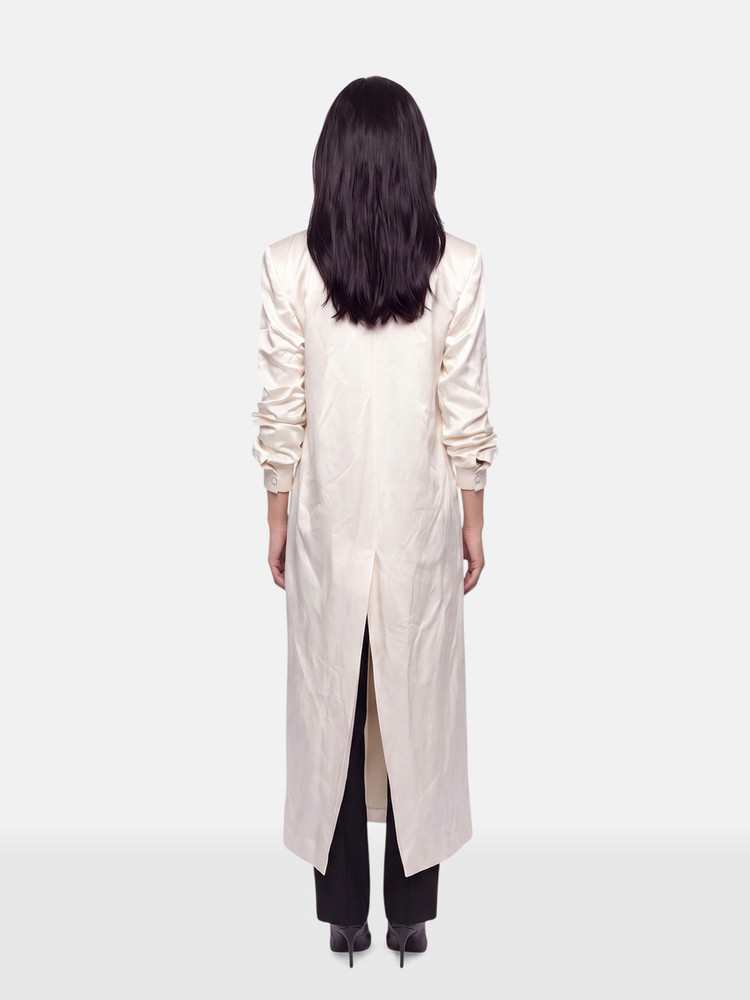 Magda Butrym Ecru Wool Long Blazer Coat