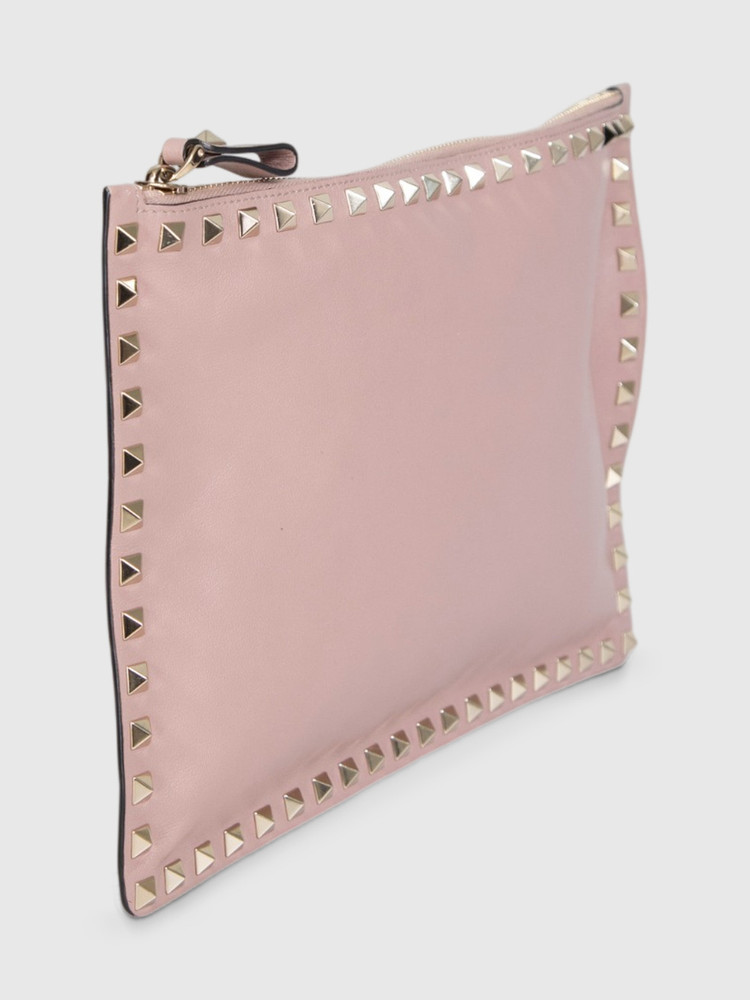 Valentino Garavani Mauve Leather Rockstud Clutch