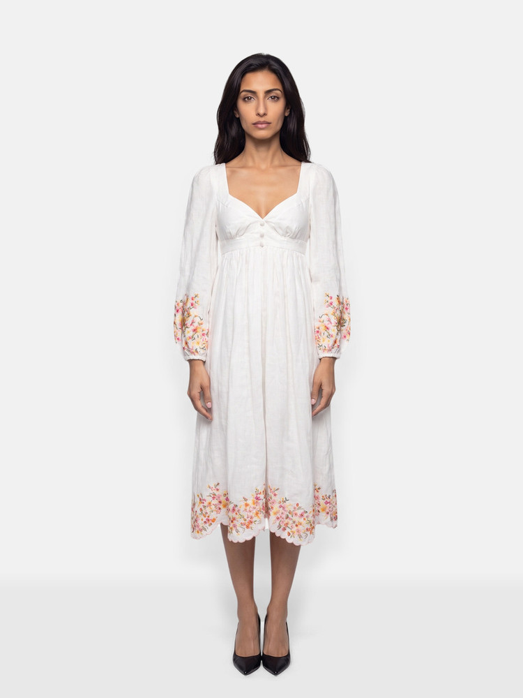 Zimmermann White Mae Floral Midi Dress