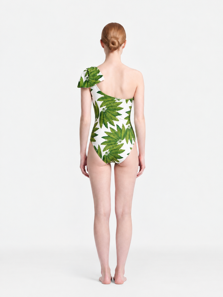 FARM Rio Palm Fan One Shoulder Swimsuit