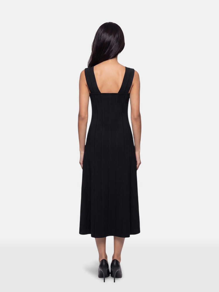 Theory Black Ribbed Midi Dress