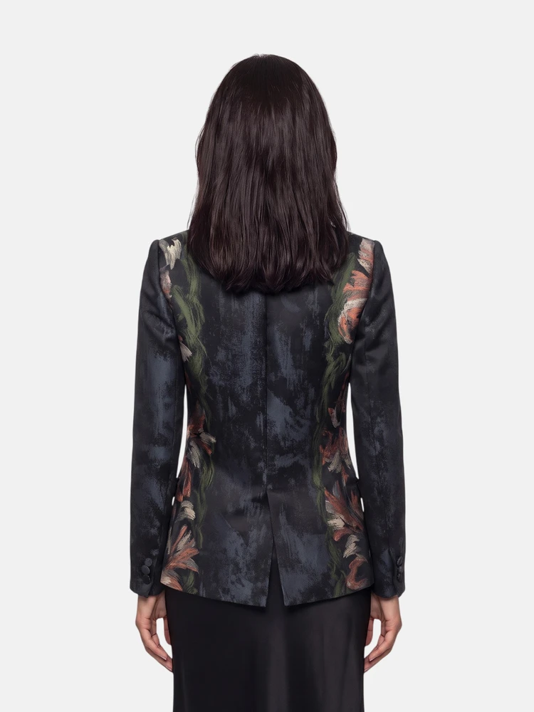 Mulberry Black Abstract Embroidered Blazer