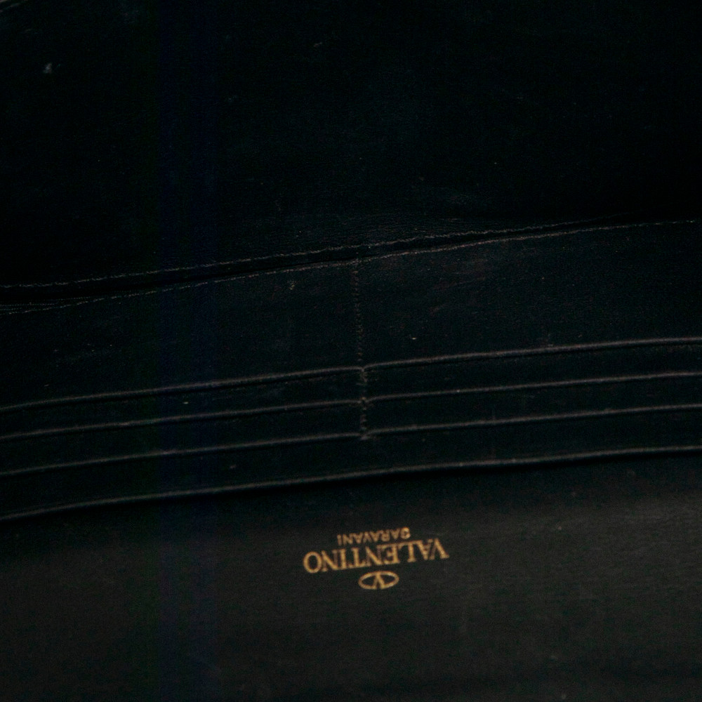 Valentino Garavani Black Rockstud Leather Wallet On Chain