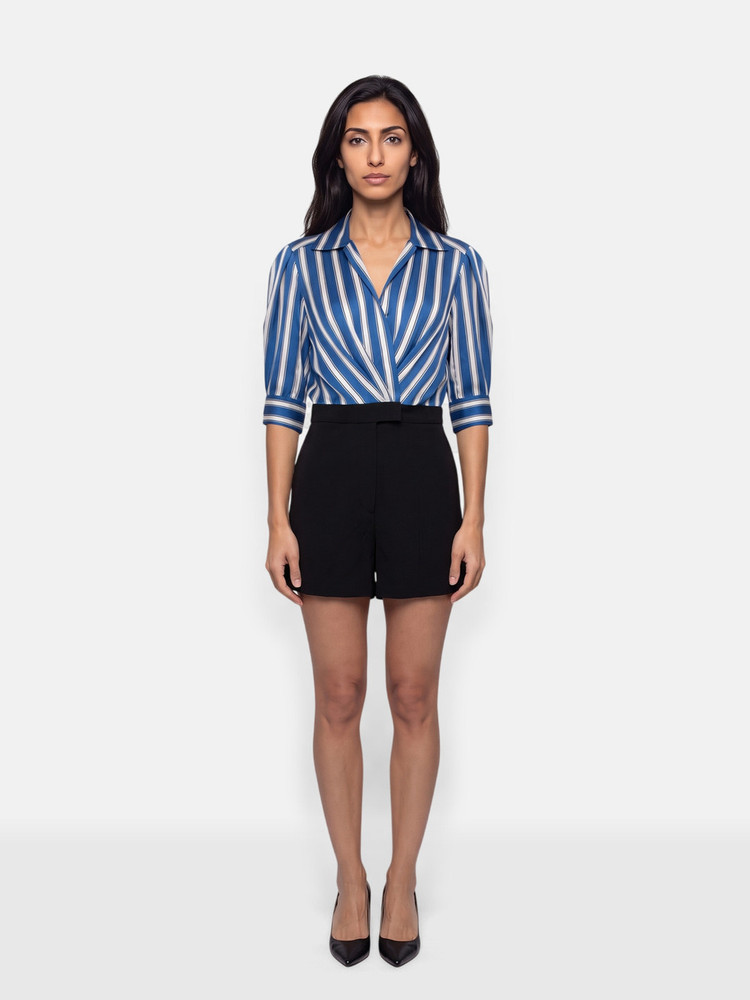 Sandro Blue & Black Striped Playsuit