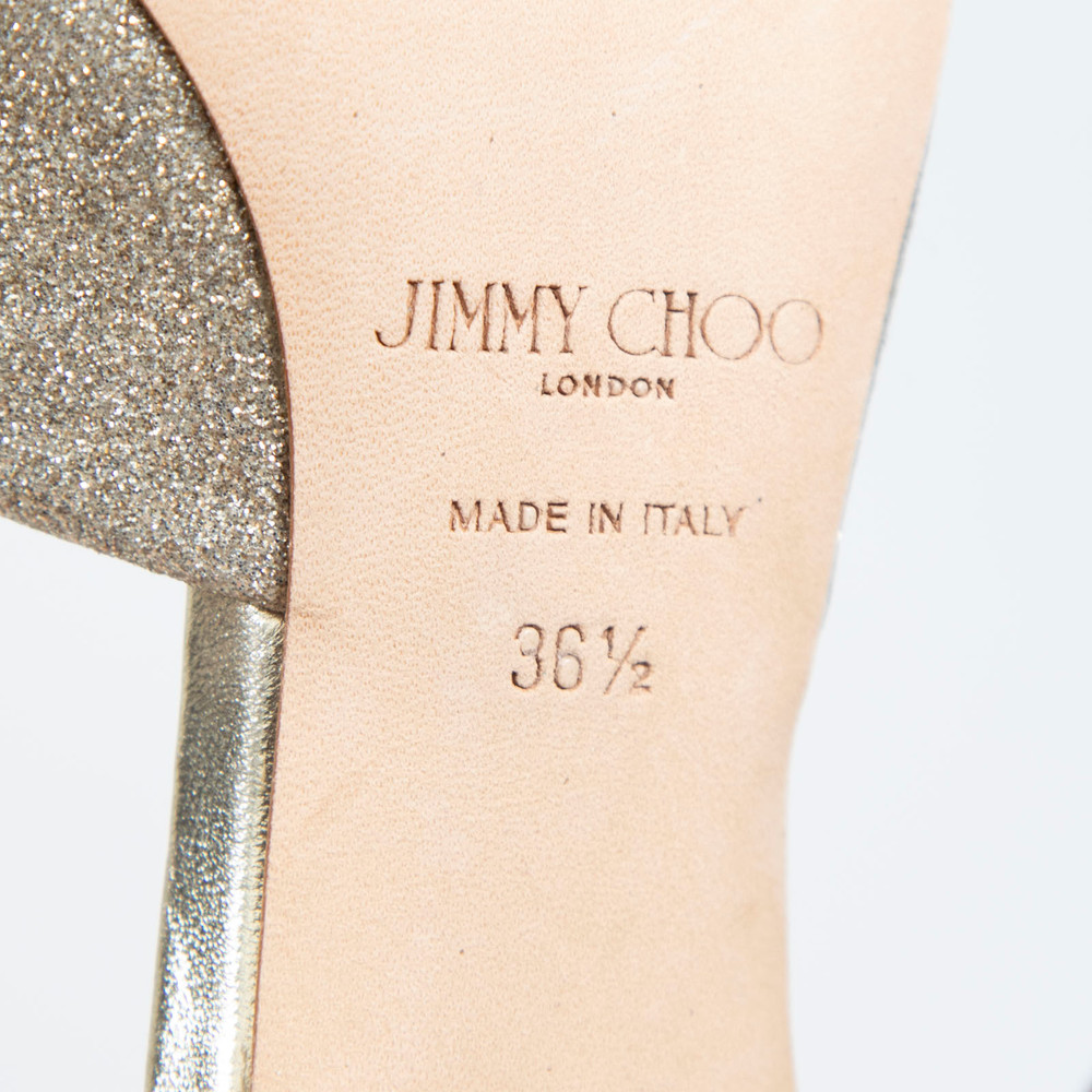 Jimmy Choo Gold Open Toe Glitter Heels