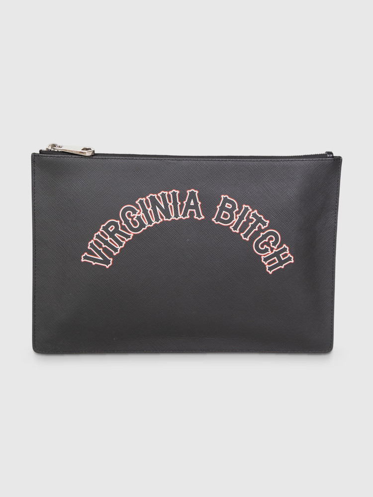 Givenchy Black Saffiano Faux Leather Clutch
