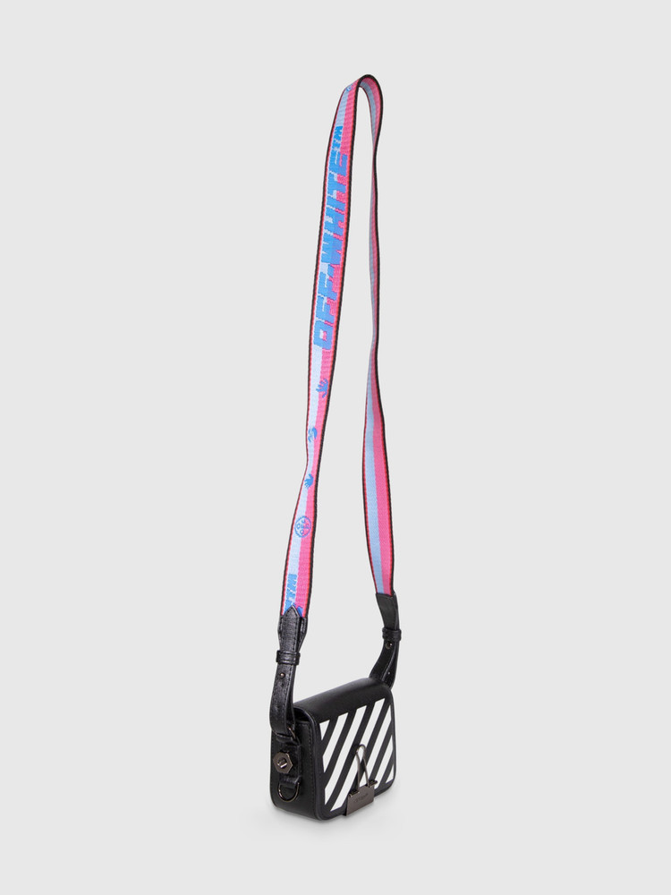 Off-White Black & White Leather Diag Flap Bag