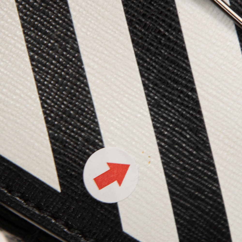 Off-White Black & White Leather Diag Flap Bag