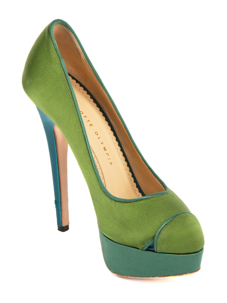 Charlotte Olympia Satin Round Toe Platform Pumps