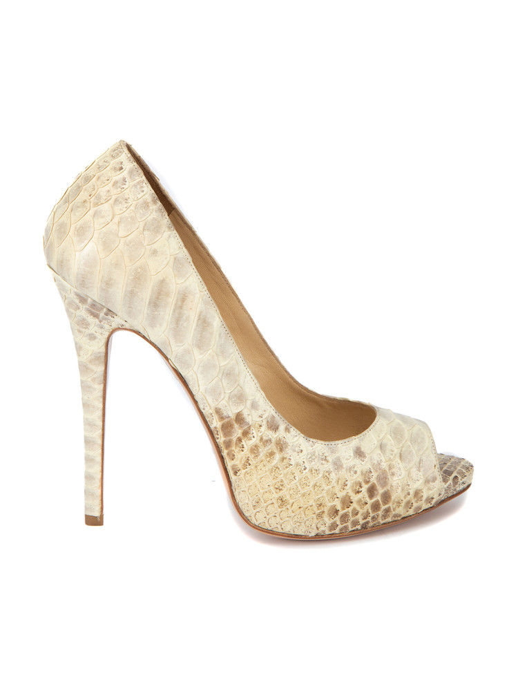 Gianmarco Lorenzi Beige Snakeskin Pattern Heels
