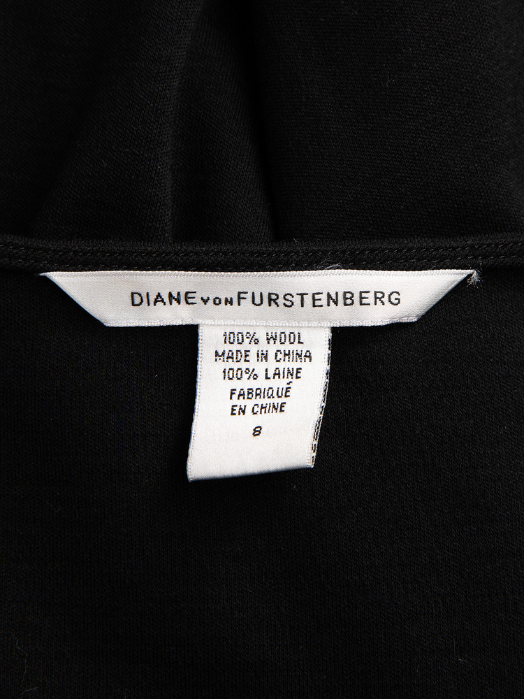 Diane Von Furstenberg Black Sleeveless Wool Wrap Dress