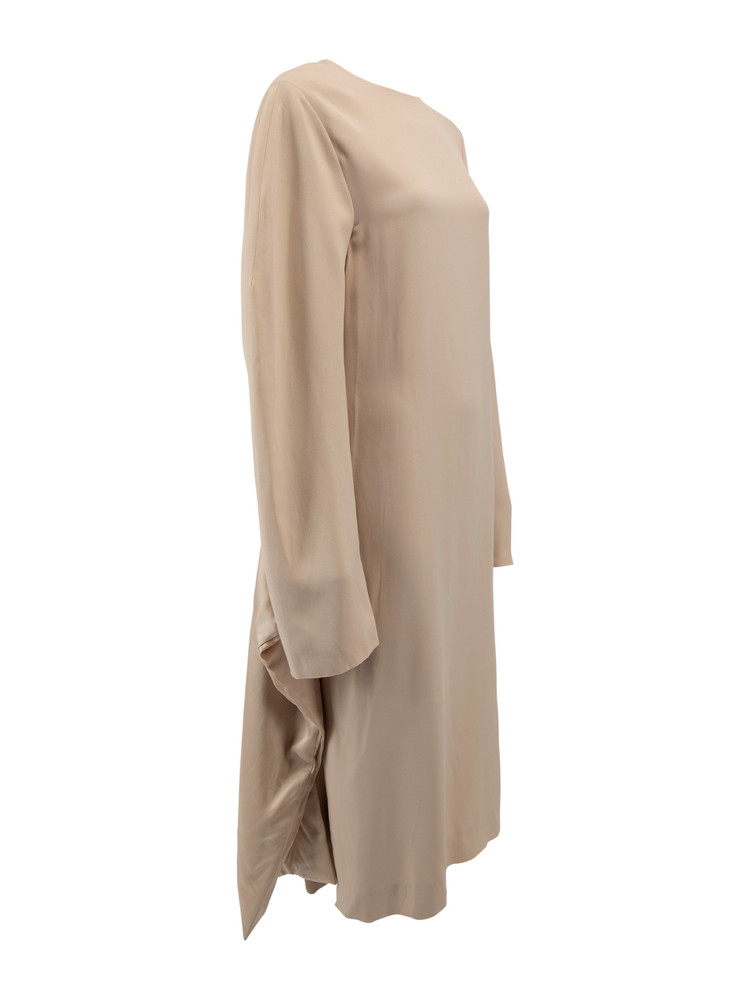 Jil Sander Pastel Nude Long Sleeve Silk Dress