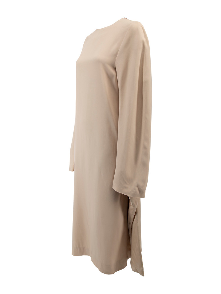 Jil Sander Pastel Nude Long Sleeve Silk Dress