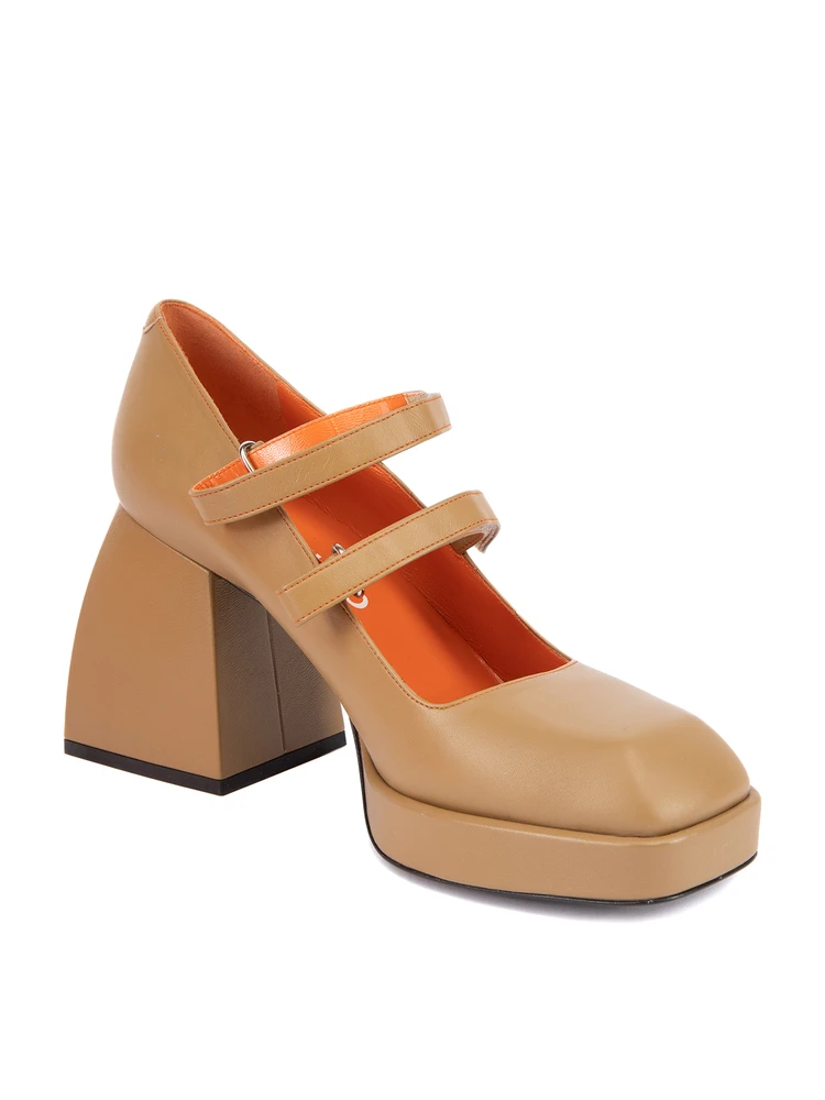 Nodaleto Tan Bulla Babies Leather Mary Jane Pumps