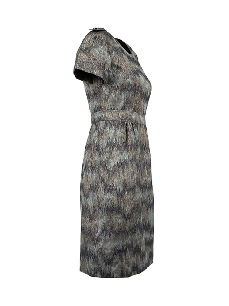 Burberry Grey Metallic Mottled Short Sleeve Dress