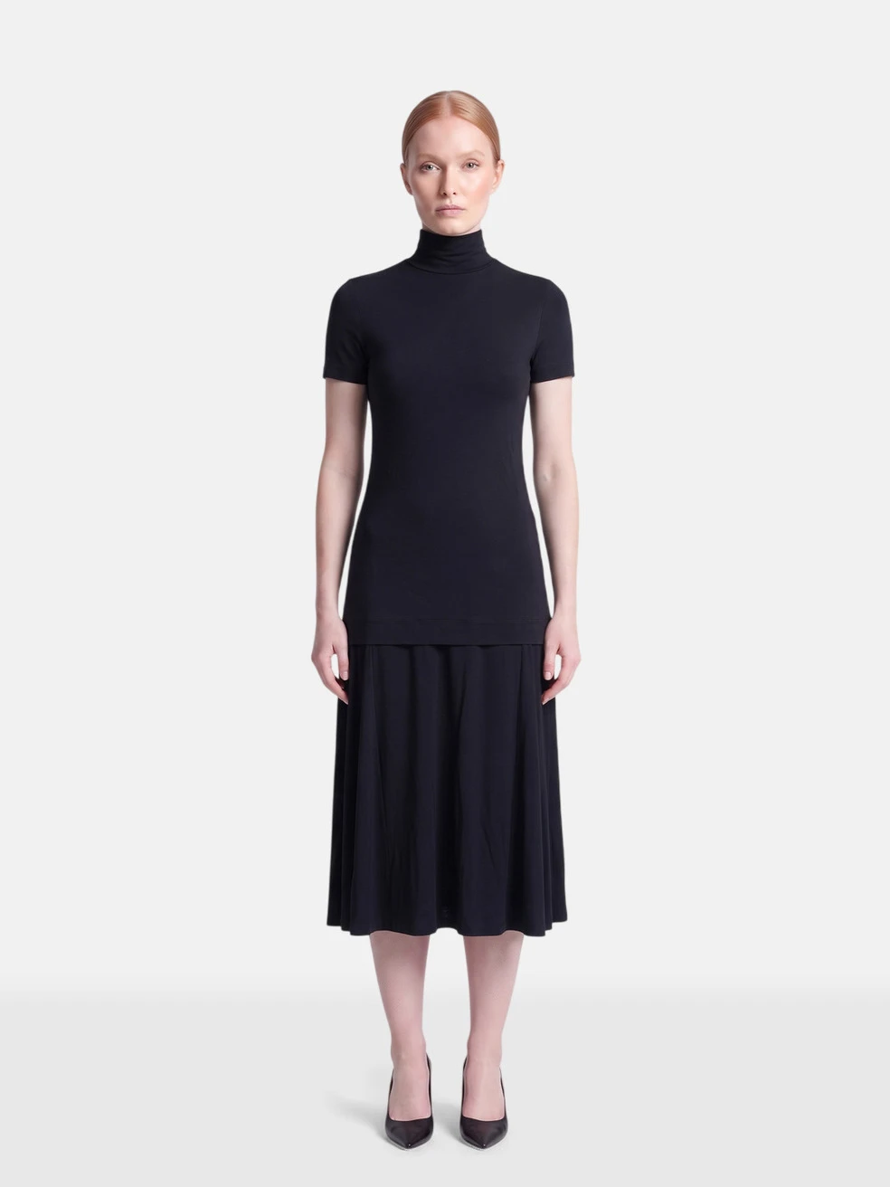 Navy Layered Short Sleeve Dress