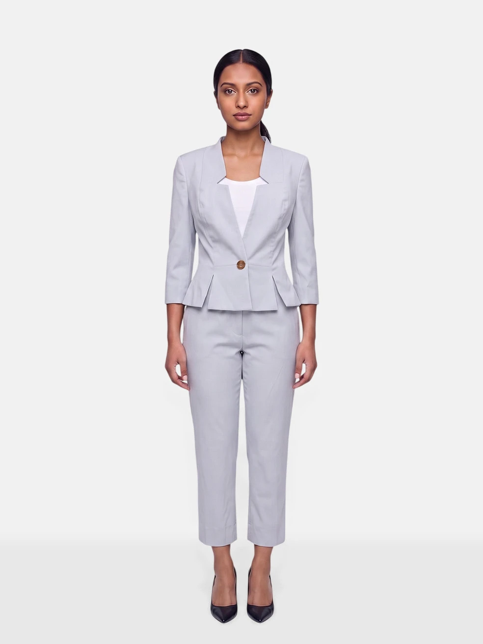 Light Blue Wool Suit Set