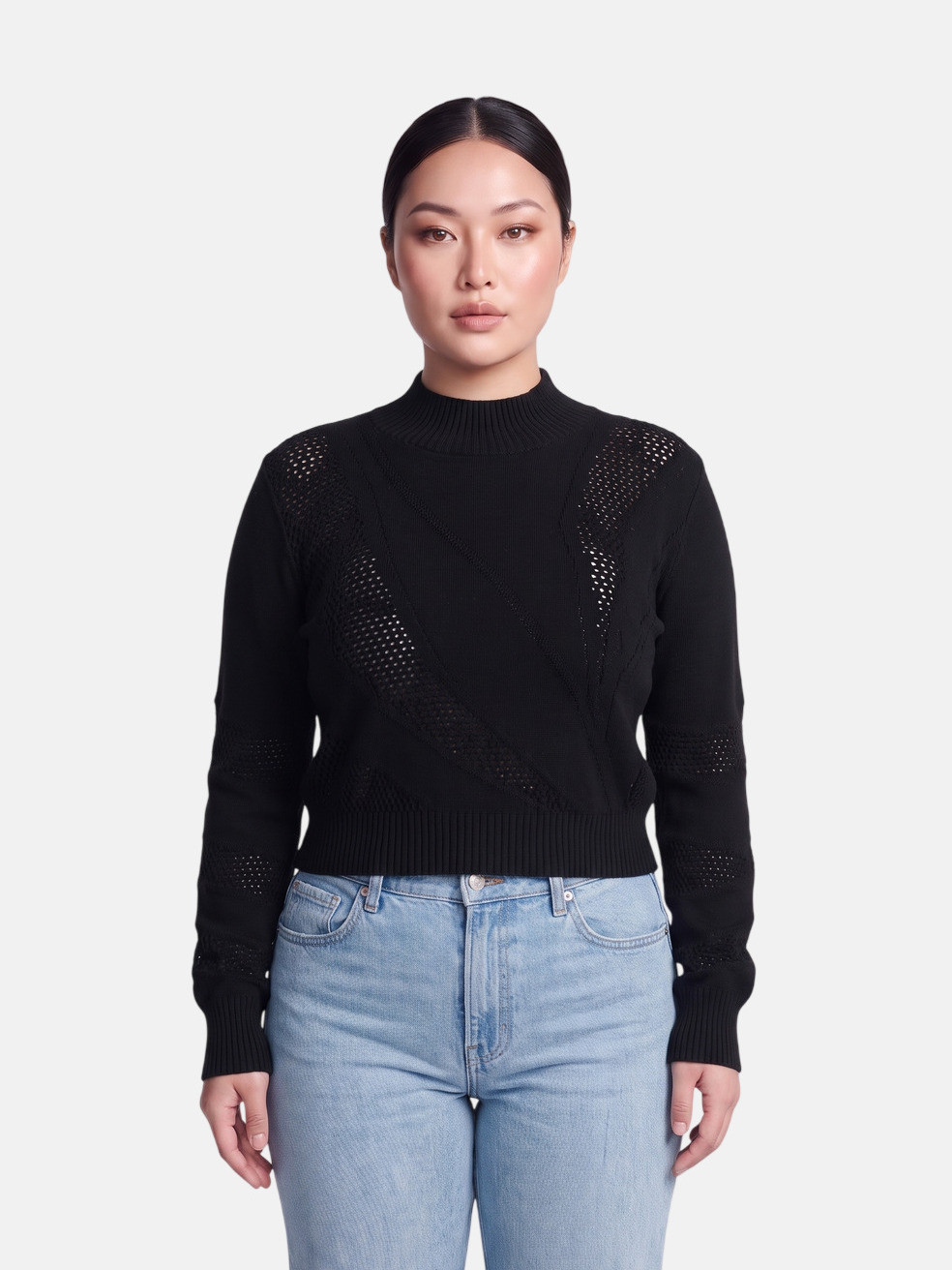 Black Mock Neck Knit Jumper