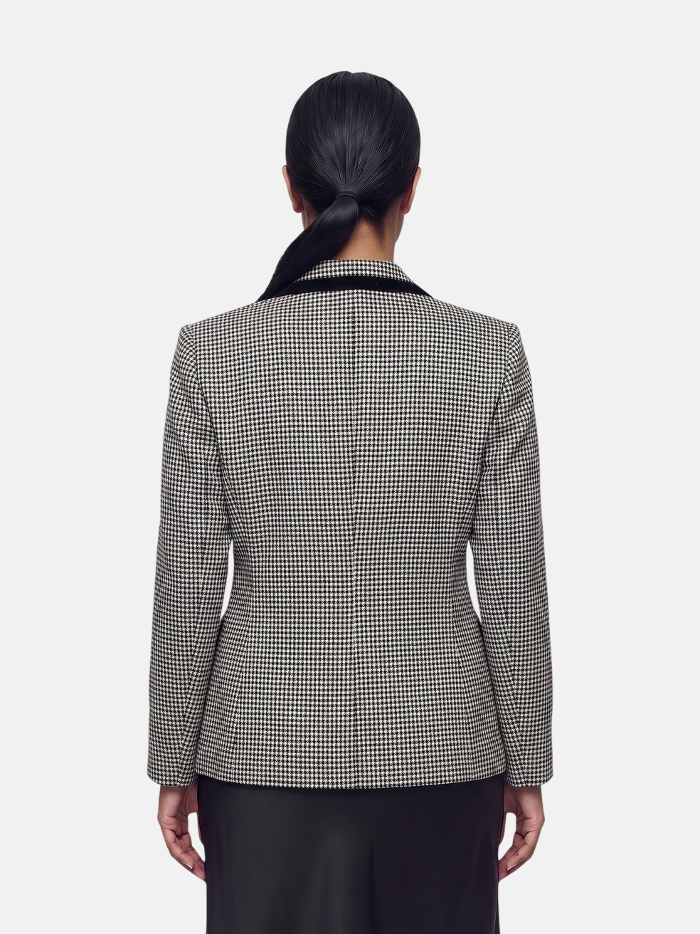 Grey Wool Gingham Houndstooth Blazer